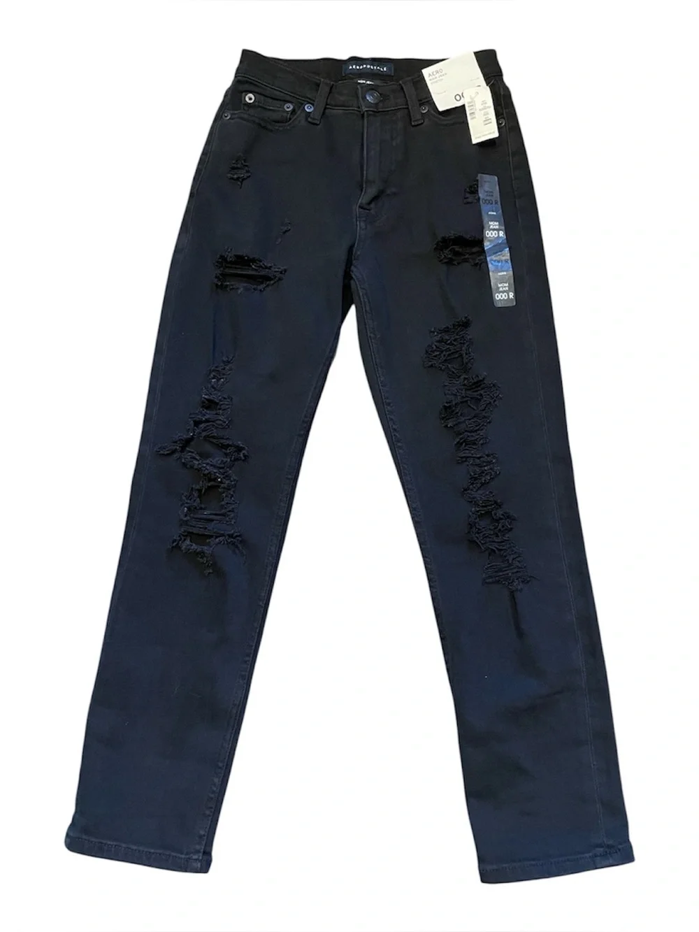 Aeropostale Mom Jeans Black Distressed Sz 000R
